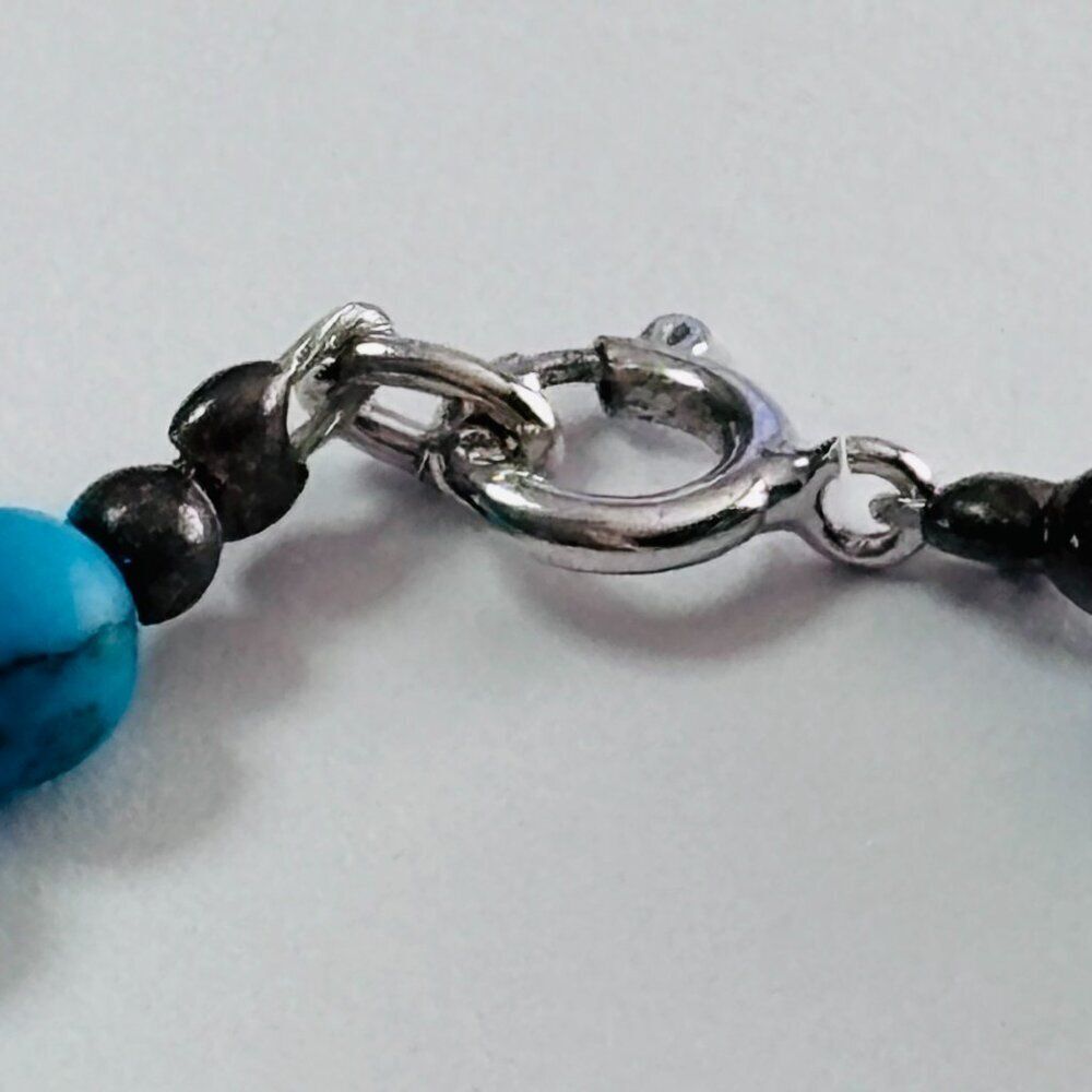 Turquoise Blue Beaded Bracelet 7.5” Southwestern Boho - Picture 5 of 7